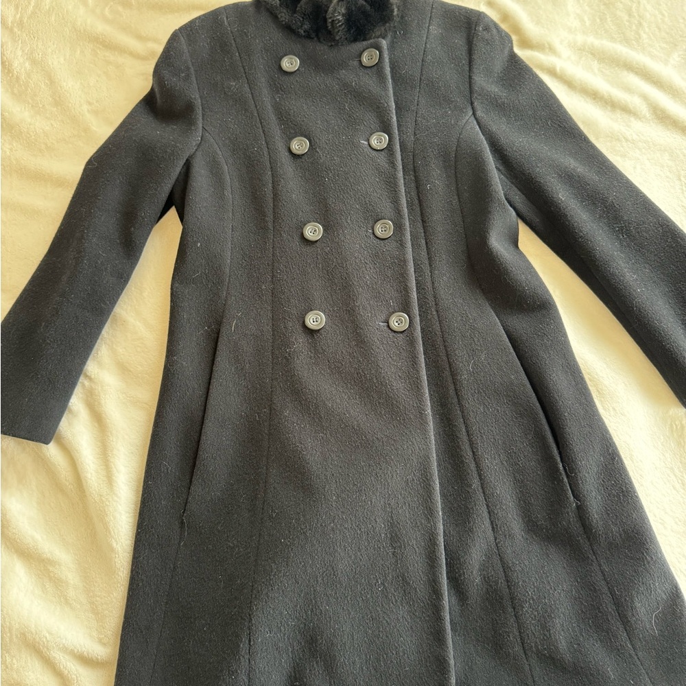 Five Star Black Pea Coat Double-Breasted Design